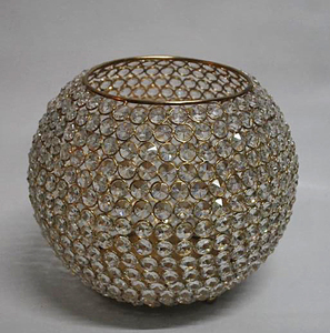 Soporte de Metal plateado con cuentas de cristal de diseño hecho a mano, soporte votivo para velas, soporte de acabado brillante para decoración del hogar, Metal - Product Image 5