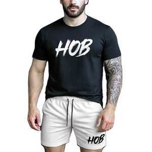 <b>Mens</b> Unisex Customizable 100% Cotton T-Shirt Shorts Set 300gsm Screen Printed Street Wear Clothing Customizable Shorts <b>TShirts</b> - Product Image 1