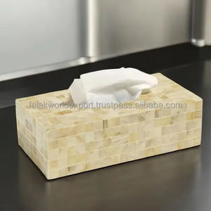 Caja de pañuelos de perlas madre cuadrada moderna de lujo de gama alta, recién llegado, soporte de papel de baño para hoteles en casa, resorts de FWE - Product Image 4
