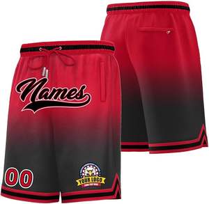 Pantalones cortos de baloncesto con logotipo de Custo, diseño de sublimación rojo y negro de alta calidad, cintura elástica, pantalones cortos para equipos de adultos con bolsillos laterales - Product Image 1