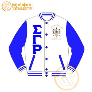 Chaqueta universitaria bordada de satén Sigma Gamma Rho personalizada, chaquetas de mujer de ropa griega transpirable de alta calidad para hermandad - Product Image 1