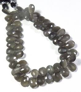 Vente en gros lot de perles de poire en pierre de lune grise taillée à facettes de 8-11mm 8 brins de pierres précieuses naturelles prix d'usine en vrac - Product Image 1