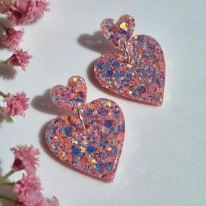 Boucles d'oreilles en résine brodée, bijoux de mode en acier inoxydable faits à la main pour femmes et filles, look classique de mariage, haute qualité - Product Image 6