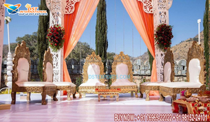 เก้าอี้ Mandap สำหรับพิธีแต่งงานกลางแจ้ง,ชุดเก้าอี้ Mandap ทำจากไม้แกะสลักแบบดั้งเดิมเก้าอี้ Mandap Vidhi - Product Image 3