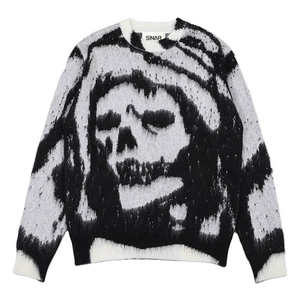 Pull en mohair pour homme avec logo personnalisé OEM & ODM, motif jacquard, tricot à manches longues, col rond, tricot d'hiver pour homme - Product Image 5