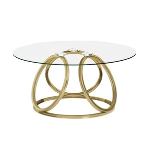 Table basse à structure métallique en fer Table console de luxe de haute qualité en verre personnalisée élégante pour la décoration de la maison - Product Image 5
