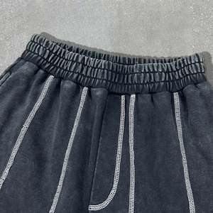 Pantalones Anchos de Pierna Ancha con Parches Personalizados para Hombre, Pantalones Deportivos Holgados Desgastados con Lavado Ácido - Product Image 3