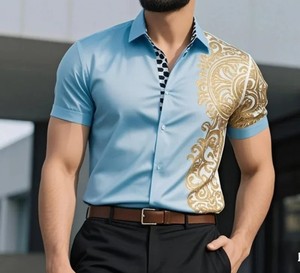 Camisas de Sarga de Diseño Casual Impresas en 3D Personalizadas, Mezcla de Poliéster/Algodón, Alta Calidad, Ecológicas, Transpirables para Verano, Mangas Largas - Product Image 6