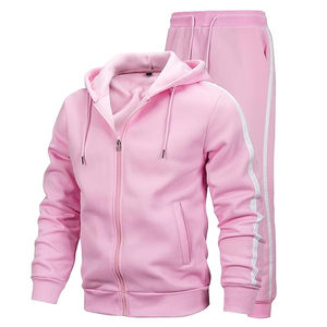 ชุดเสื้อฮู้ดและกางเกงขายาวสำหรับผู้ชาย ไซส์ XL ลายเรียบ ดีไซน์ซิป ป้องกันการหดตัว ล้างสีแบบ Acid Wash พร้อมลายสกรีน - Product Image 1