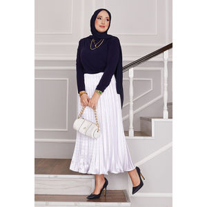 Falda Lápiz y Cruzada de Lino Blanco Satinado, Transpirable y Brillante, Bordada e Impresa en Nailon, Talla XS para Primavera - Product Image 1