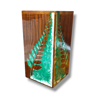 Handmade Rosewood Cremation Urn Epoxy Resin Leaf Design <b>Memorial</b> <b>Keepsake</b> For Pet And Humans - Product Image 1