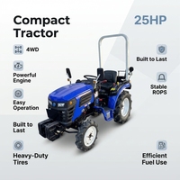 Tracteur agricole compact 25HP 4x4 certifié CE COC EMARK, mini tracteur diesel multifonctionnel pour petites exploitations agricoles et jardins