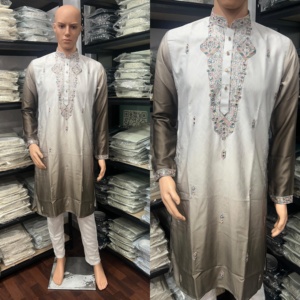 Soie de coton de qualité supérieure attrayante avec broderie de paillettes travail Kurta pyjama exportateur et fournisseur mondial - Product Image 3