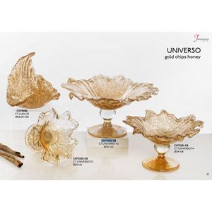 Tammaro Home's High Quality Italian <b>Glass</b> Craft Universo Decorative Piece in Gold Honey Color Fused Technique with Footed Stand - Product Image 5