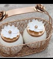 Panier-cadeau en aluminium doré avec 2 bocaux pour anniversaire de mariage, boîte de rangement pour fruits secs et sucrés