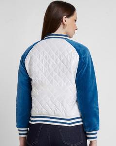 New Arrival Women Padded Varsity Jackets Winter Full Zipper Outwear With Zip Up Pockets Casual Wear Velour Sleeved <b>Bubble</b> Coat - Product Image 3