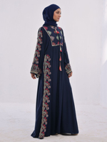 Abaya ouverte de luxe pour adultes, style ethnique, en polyester respirant, coupe ample, longueur ras du sol, brodée, décontractée et modeste, vente en gros