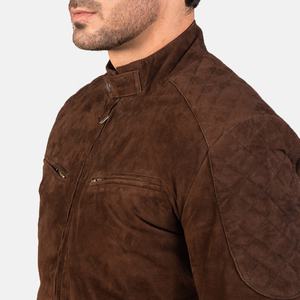 OEM ODM Men's Cow <b>Suede</b> <b>Leather</b> Full Sleeve Stand Collar Zipper Eco-Friendly Waterproof Motorcycle Riding <b>Jacket</b> with Front Logo - Product Image 4