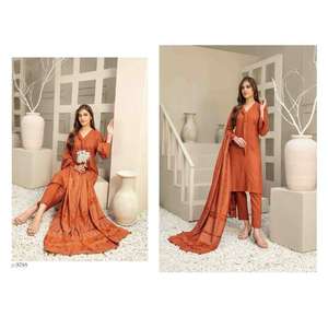 Le plus récent designer pour femmes en cuir véritable shalwar kameez pakistanais Salwar kameez en cuir véritable tissu pêche - Product Image 5