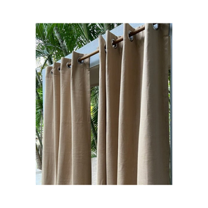 Cortinas Opacas con Bolsillo para Barra, Borde Gris, 52x108 Pulgadas, 260GSM, Algodón GOTS, Estilo Hotel, Paneles Oscurecedores para Habitaciones Costeras, Exportación al por Mayor - Product Image 4