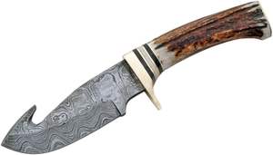Venta caliente cuchillo de caza de acero de Damasco para desollar y Bushcraft venta al por mayor mango de cuerno de ciervo 2025 servicios de grabado - Product Image 4