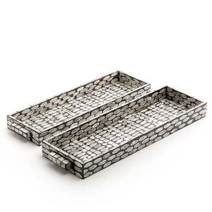 Plateau de service en nacre verte avec poignée vadrouille Design élégant et durable pour les fêtes de mariage à l'hôtel. - Product Image 2