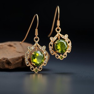 Handmade 925 Sterling Silver Drop <b>Earrings</b> with Peridot Gemstone <b>Beautiful</b> Trendy Style for Weddings or Gifts Amazing Design - Product Image 4