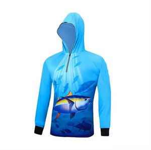 Nuevo diseño personalizado de impresión de pantalla de 4 vías de estiramiento que absorbe la humedad protección UV hombres ropa de pesca camisas de pesca - Product Image 5