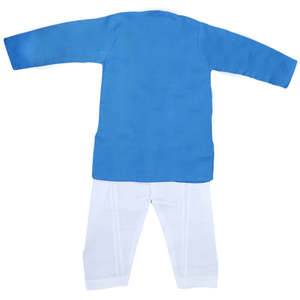 Costume Kurta Shalwar brodé pour garçons - Bleu - Product Image 5