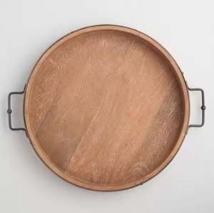 เครื่องใช้บนโต๊ะอาหารถาดไม้วอลนัทตกแต่งร้านอาหารของโรงแรมถาดกลม - Product Image 3