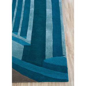 Alfombra de Lana y Viscosa Azul Lineal Top-163, Hecha a Mano, con Patrón Abstracto para Uso Doméstico - Product Image 4