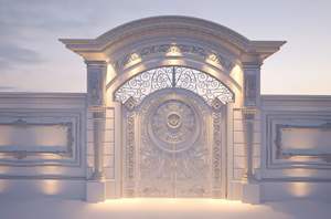 Portail d'entrée sculpté en marbre blanc impérial avec motifs islamiques, design moderne, durable et anti-corrosion - Product Image 3