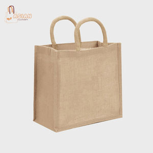 Bolsa Ecológica de Yute Natural, 100% Material de Yute, Logotipo Personalizado, Bolsas de Compras de Yute de Buena Calidad - Product Image 1