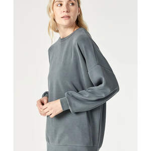 Sweat-shirt surdimensionné à capuche pour femme en coton/polyester tricoté, respirant, séchage rapide, anti-plis, coupe ample - Product Image 5