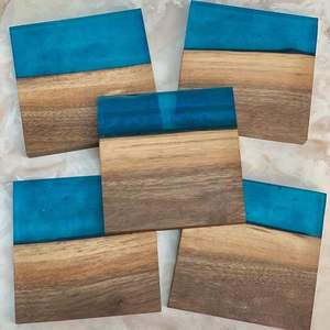 Custom Design Pads <b>And</b> <b>Coasters</b> Home Decor Dinning Table <b>And</b> Restaurant Decor Irregular Flat <b>Coasters</b> Resin <b>And</b> Wood <b>Coaster</b> <b>Set</b> - Product Image 6