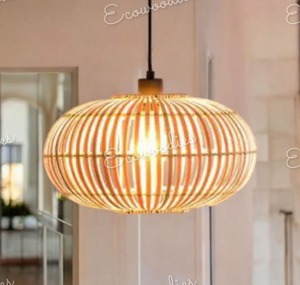 Modern Design Antique Wooden Wicker Bamboo LED <b>Hanging</b> Lamp for Home Living Room Bedroom & Dining Creative Indoor Lighting - Product Image 2