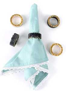 Résine fabriquée à la main haute polie belle agate de mode colorée et anneau en métal pour anneau de serviette de mariage - Product Image 2