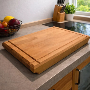 Planche à découper en bois de hêtre laminé faite à la main, épaisse, sûre pour les aliments, planche à découper et à servir en bois pour la cuisine avec rainure pour le jus - Product Image 1