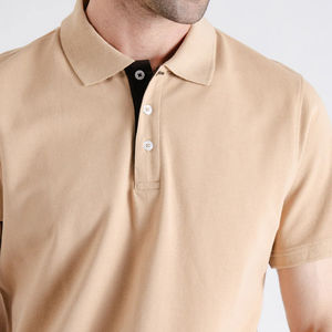 Venta caliente de los hombres de estilo de negocios Formal de manga corta para Polo Camisa de algodón ecológico de punto patrón sólido 220 gramos de tela - Product Image 4
