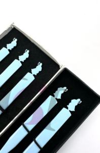 Pinzas Profesionales para Extensión de Pestañas con Punta Plateada Bunny Silver Tip, Recubrimiento en Polvo Azul Hielo, 90 Grados, Instrumento de Belleza GETUP - Product Image 3