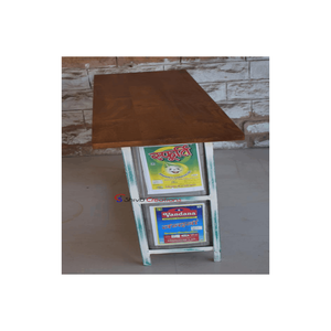 Table console élégante en bois de fer Design industriel 125x40x75 cm cadre en métal blanc finition teck ferme bureau à domicile salon - Product Image 3