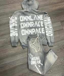 Vêtement d'hiver pour homme, coupe ample, imprimé délavé à l'acide, uni, entièrement délavé, doublé en polaire, respirant, coupe-vent, grande taille, streetwear - Product Image 4