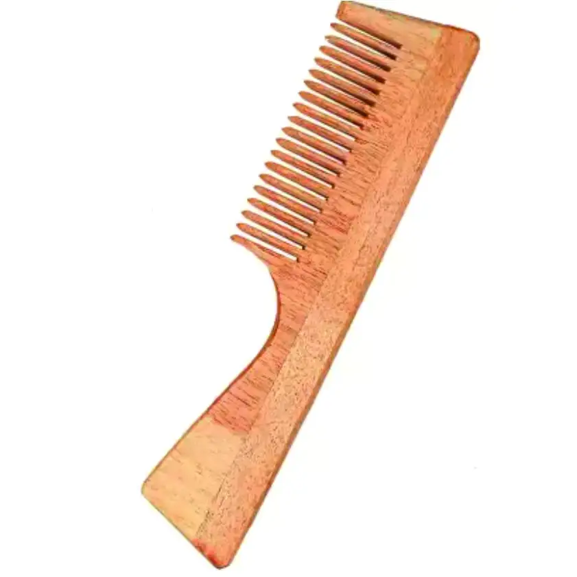 Peine de madera maciza de neem de estilo increíble para pelos, el mejor peine desenredante para niñas, precio barato, peine de madera moderno de alta calidad para hotel