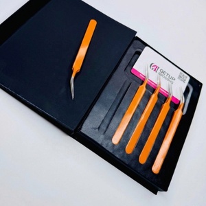 Pince à épiler pour cils GETUP BROSONS IMPEX de haute qualité en acier inoxydable, nouvelle isolation, couleurs orange, pointe lisse, poignée diamantée - Product Image 3