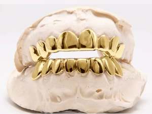 Grillz à dents en or massif 10K 14K personnalisé Grillz à coupe permanente fine en argent 925 avec coupe profonde incluse - Product Image 2