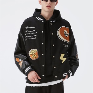 OEM personalizado Chenille parches bordado Logotipo de lana cuerpo de cuero mangas béisbol Letterman Varsity Bomber chaqueta para los hombres de la Universidad - Product Image 1