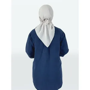 Camisa Hijab Larga con Botones para Mujer, de Tela Tencel, Bordada, Satén, Popelina, Chifón, Lisa, Holgada, Talla XL, para Oficina, Otoño, Primavera - Product Image 2