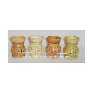 Hand Carved Soapstone Aroma <b>Oil</b> <b>Burner</b> With Beautiful Jali Design Carving Soapstone Aroma <b>Oil</b> <b>Burner</b> - Product Image 1