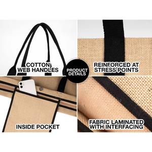 Large Custom Jute Tote Bag 18x12x6 Eco-Friendly Reusable Bag with Black Handles Durable Heat Transfer Printed Leopard Pattern - Product Image 2