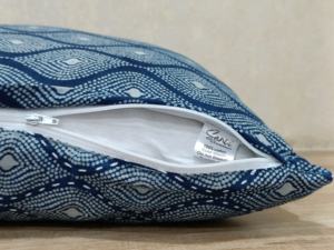 Funda de cojín de algodón índigo 100% con estampado a mano en bloque, estampado frontal y trasero, cremallera en la parte posterior, 45x45cm para el hogar - Product Image 3